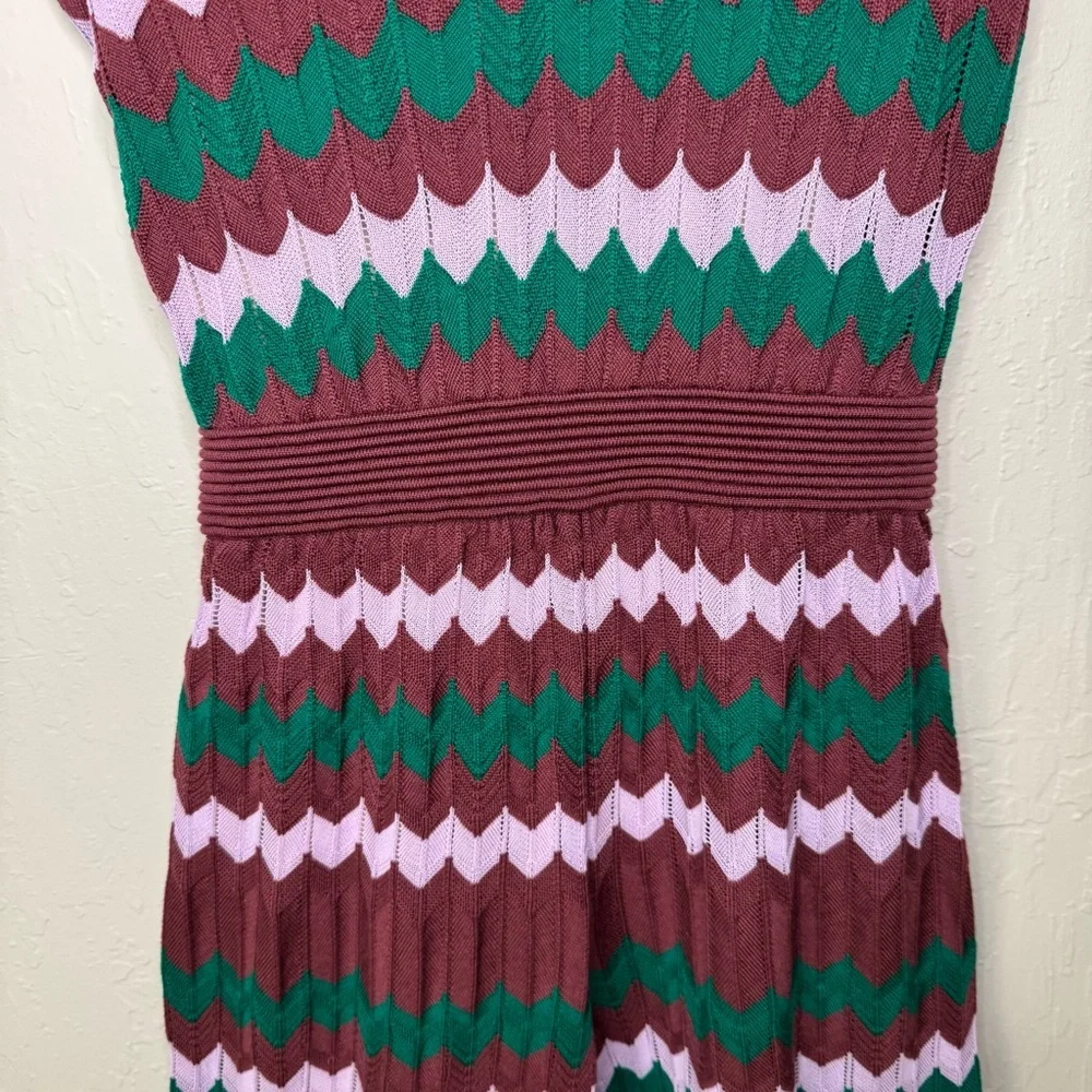 NWT M MISSONI Wide Leg Knit Jumpsuit Long Overalls Zig Zag Pattern V-Neck XS - Picture 11 of 16